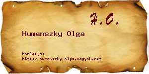 Humenszky Olga névjegykártya